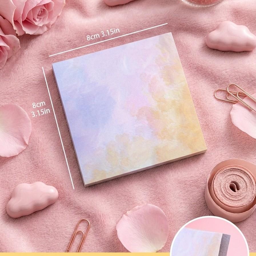 8pcs/set Cloud Series Self-Adhesive Sticky Notes, 400 Sheets, Square Shape, Romantic Sky Pattern, Strong Adhesion, Ideal for Diary and Reminders