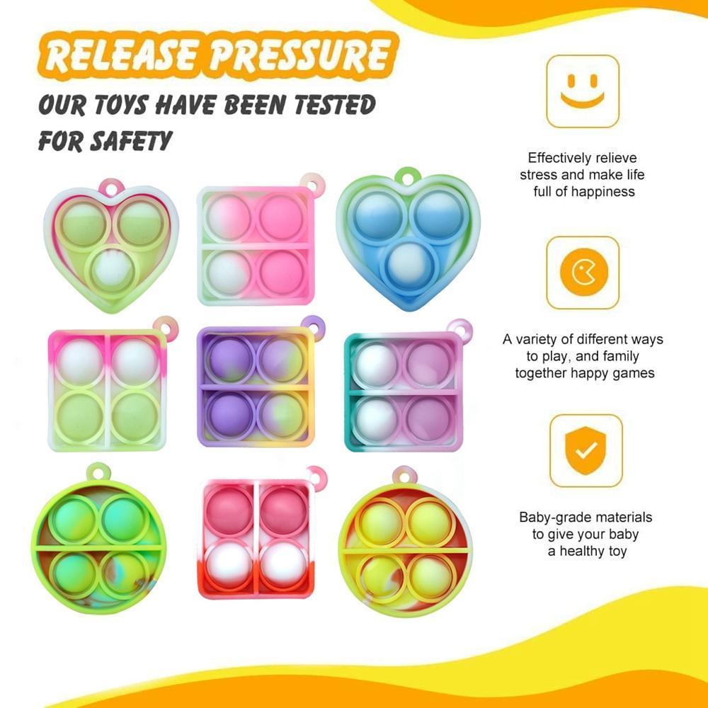 12/24/48Pcs Mini Pop Fidget Toy Pack Kit Keychain Stress Relief Toys Party Favors Office Desk Toy for Kids Adults Brinquedos