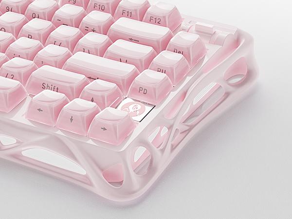 GravaStar Mercury K1 - Sakura Pink 75% Pink Wireless Creamy Keyboard, Aluminum Alloy Exoskeleton Design Mechanical Gaming Keyboard, Creamy Keyboard, Gasket Hot-Swap Socket, Linear Switches, RGB Backlit