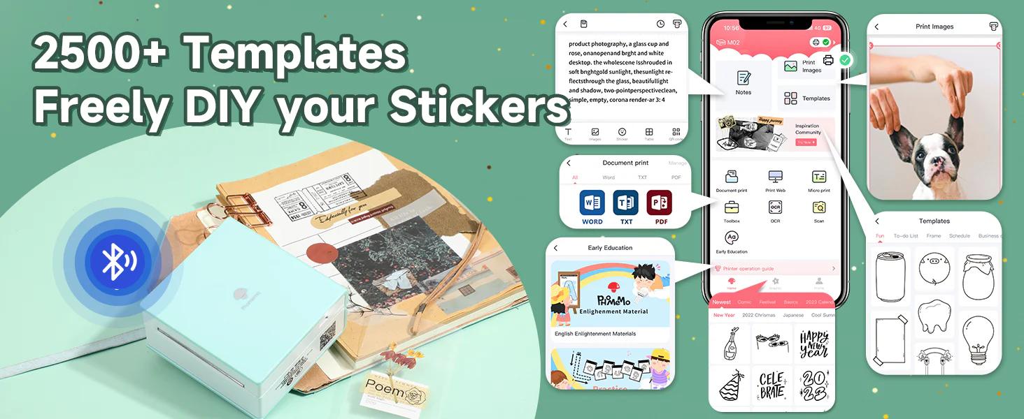 Phomemo M02 Mini Sticker Printer – Portable Inkless Thermal Printer for DIY Crafts, Journals, Photos, Study Notes & Labels – Ideal for Home, School & Travel