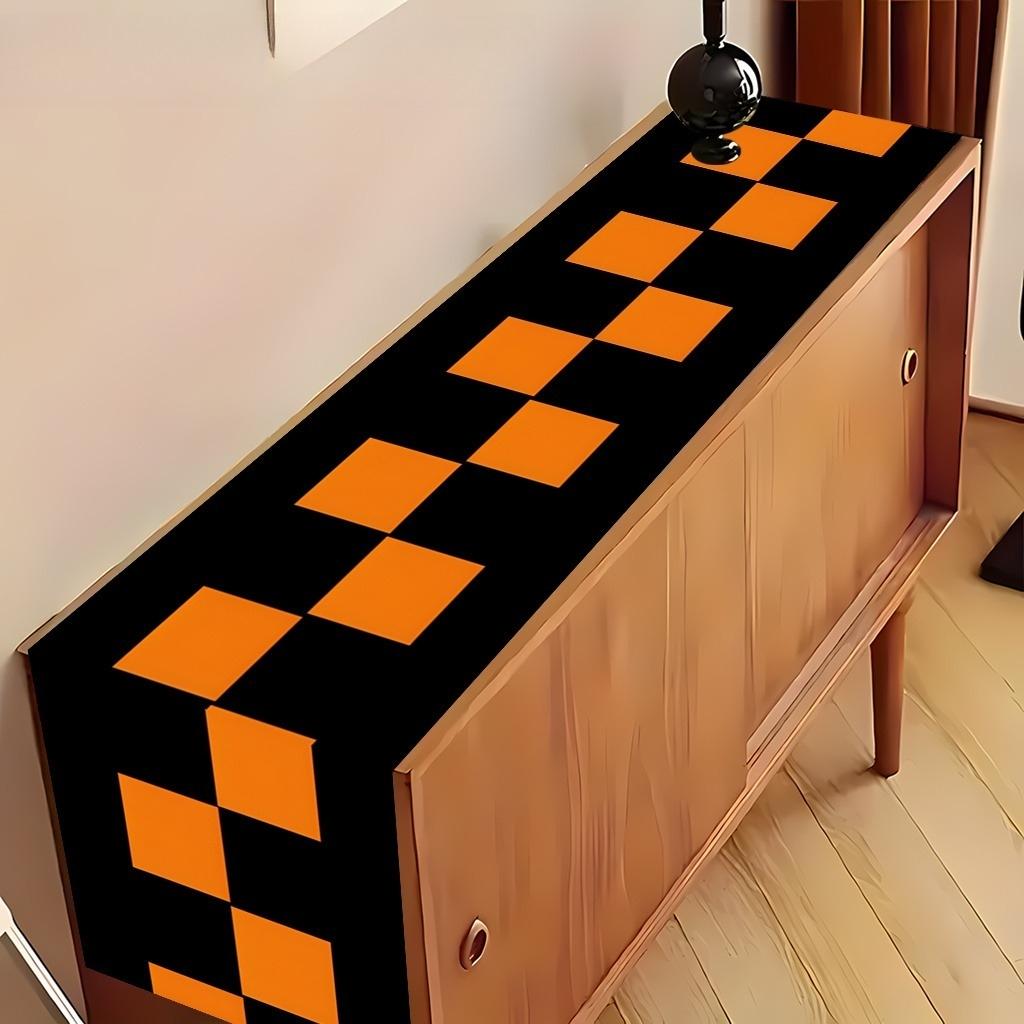 1 piece, racing track fashion table runner, rectangular black and white checkered racing track table runner tablecloth – racing party tablecloth decoration