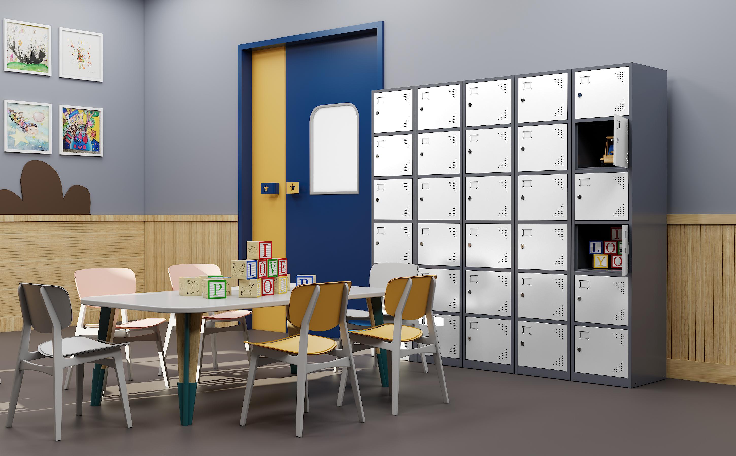 Yizosh Metal Locker with 6 Doors, Tall Steel Storage Lockers for Employees - 71" Locker Storage Cabinets for School, Gym, Home, Office, Garage (Grey White)