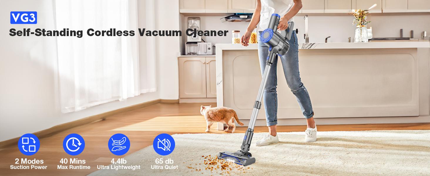Cordless Vacuum Cleaner, 180W Power Suction ,6-in-1 Lightweight Self-Standing, with 2200 mAh Battery 35mins Runtime Battery with Sofa Brush for Home Hard Floor Low-pile Carpet Pet Hair Car Cordless Vacuum Cleaner, 180W Power Suction ,6-in-1 Lightweight Self-Standing, with 2200 mAh Battery 35mins Runtime Battery with Sofa Brush for Home Hard Floor Low-pile Carpet Pet Hair Car