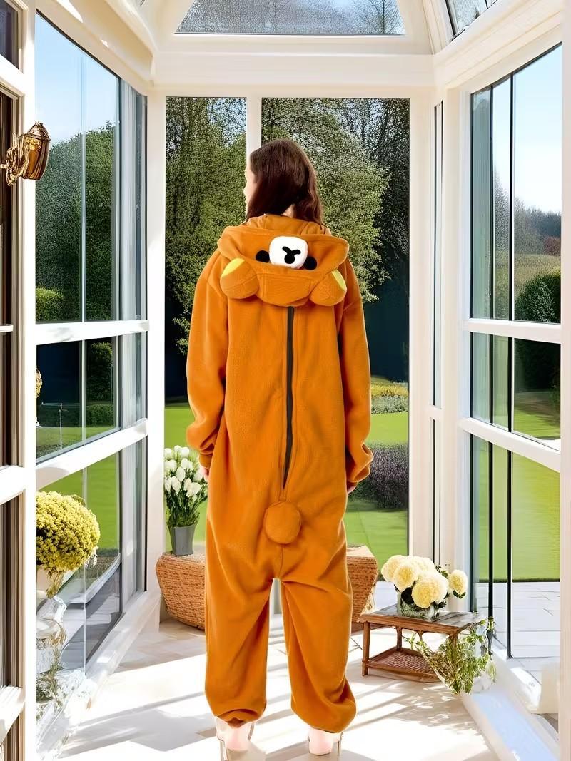 Adult Cartoon Kigurumi Onesie Pajama Set - Rilakkuma Bear, Unicorn Themes, Buttons, Slippers, Holiday (Halloween, Christmas) Casual Loungewear (Toys & Hobbies Stress Relief Classic Novelty Toy)