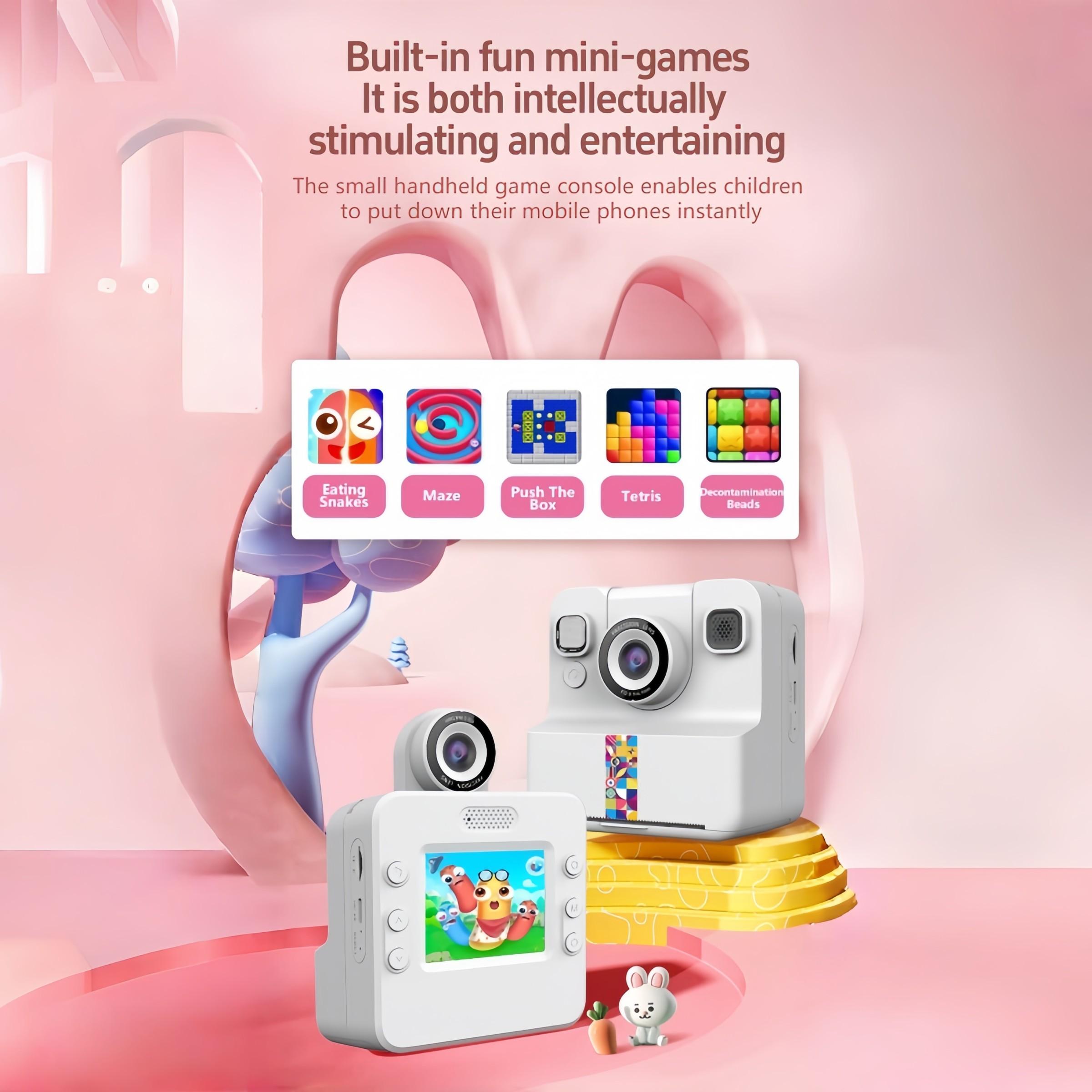 【New Camera Model】Mini Handheld Instant Camera | Photo + Print 2-in-1 | 1300mAh Long Battery Life | Supports TF Card up to 32GB | 2.4" IPS HD Screen | Flip Lens | Birthday Gift for Kindergarten & Primary School Students | Thermal Printer – Print as You Sh