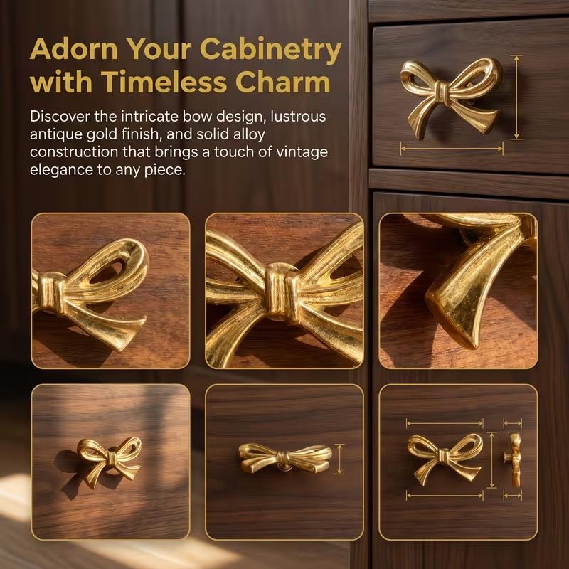 Elegant Cabinet Drawer Pull Handle, Alloy Butterfly Knot Decorative Accessory, Stylish Kitchen Hardware for Modern Homes