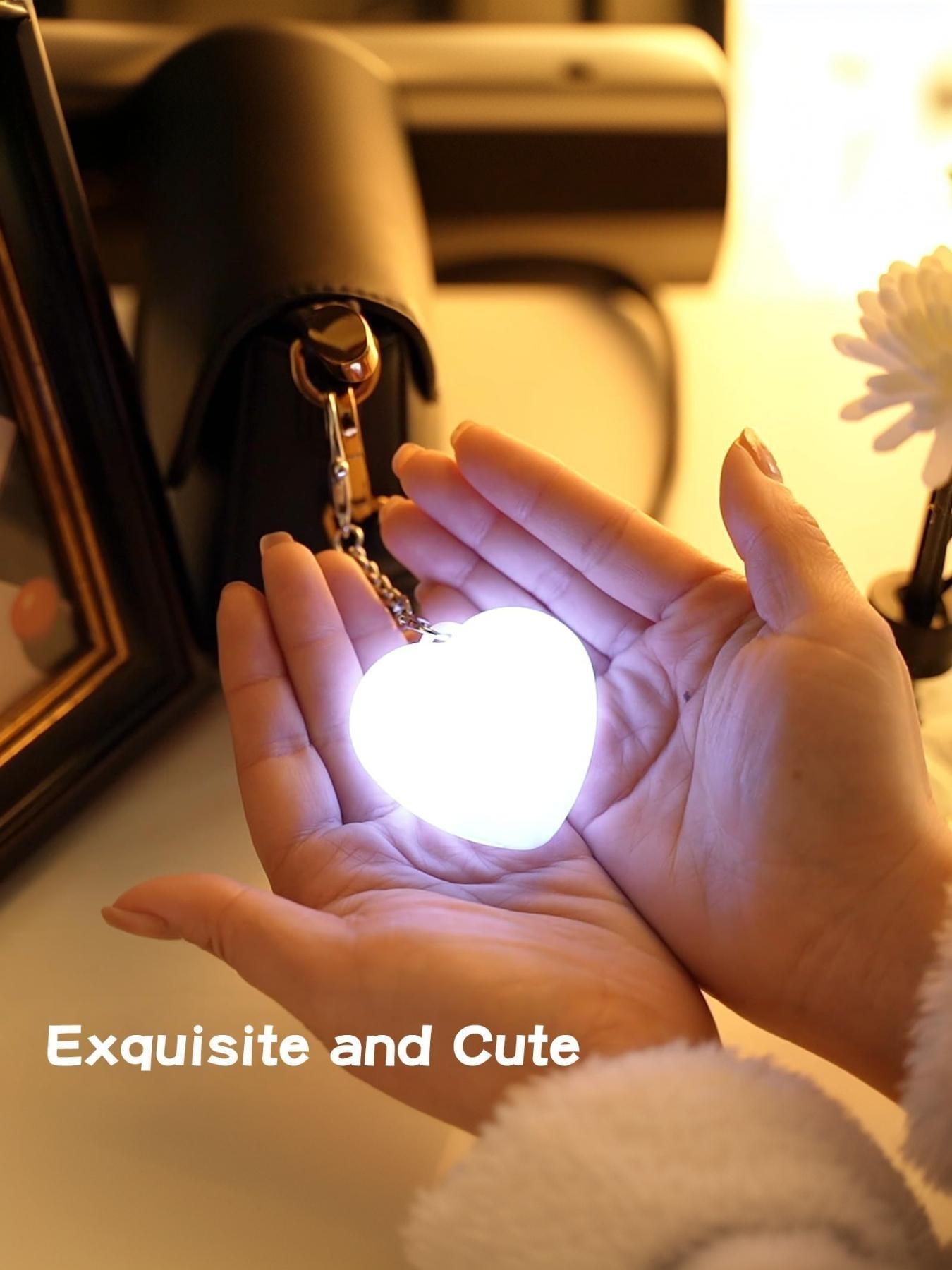 Backpack Keychain Lighting Heart Touch Lamp Rechargeable Type-C Backpack Flashing Light Car Key Pendant