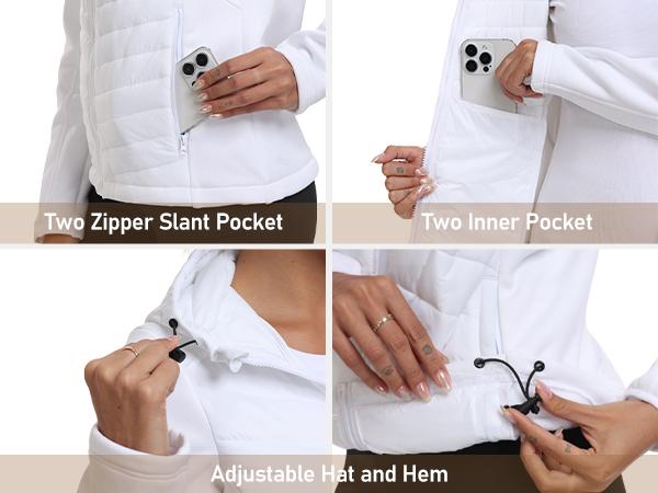 MoFiz Womens Lightweight Insulated Hiking Jacket Fleece Lined Thermal Hybrid Softshell Full Zip Winter Fall Running Coat