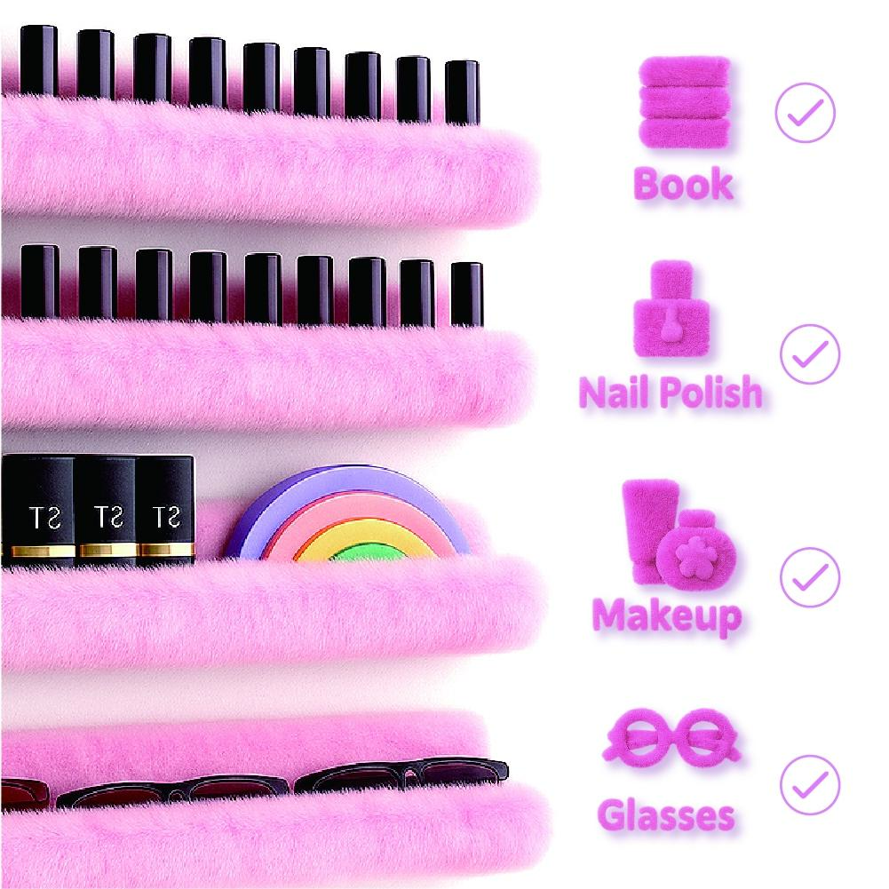 15-Inch Wall-Mounted Cosmetic Display Box, Soft Fluffy Material, Sunglasses & Essential Oils Organizer, Single Piece Organizing Storage Rack