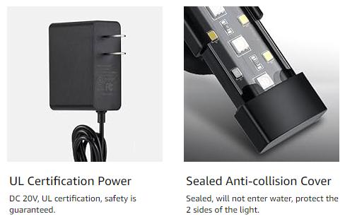 hygger 24/7 Mode Submersible Aquarium LED Light, Full Spectrum Hidden Fish Tank Light with 3 Rows Beads 7 Colors Auto On Off Sunrise-Daylight-Moonlight, Adjustable Timer Brightness