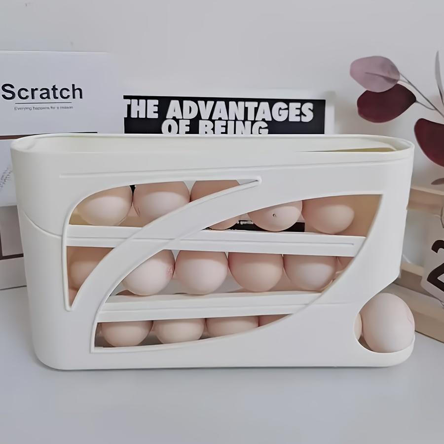1pc Refrigerator Organizer Rolling Egg Rack, Automatic Sliding, Space Saving, Multi-Layer Incline Roller, Large Capacity Stackable Egg Storage Box