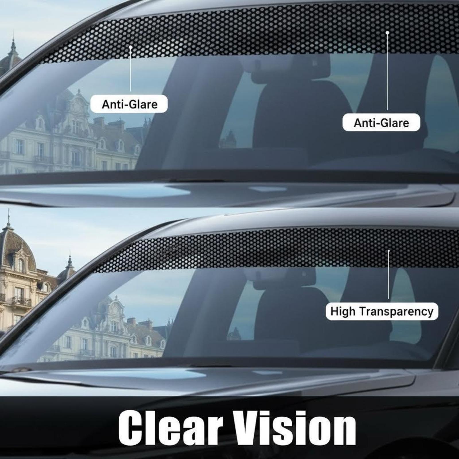 Car Windshield Sunshade Sticker, Front and Rear Window Decals, Mesh Sunscreen Film, Self-Adhesive, Fits Sedans Suvs Vans, Summer Essential
