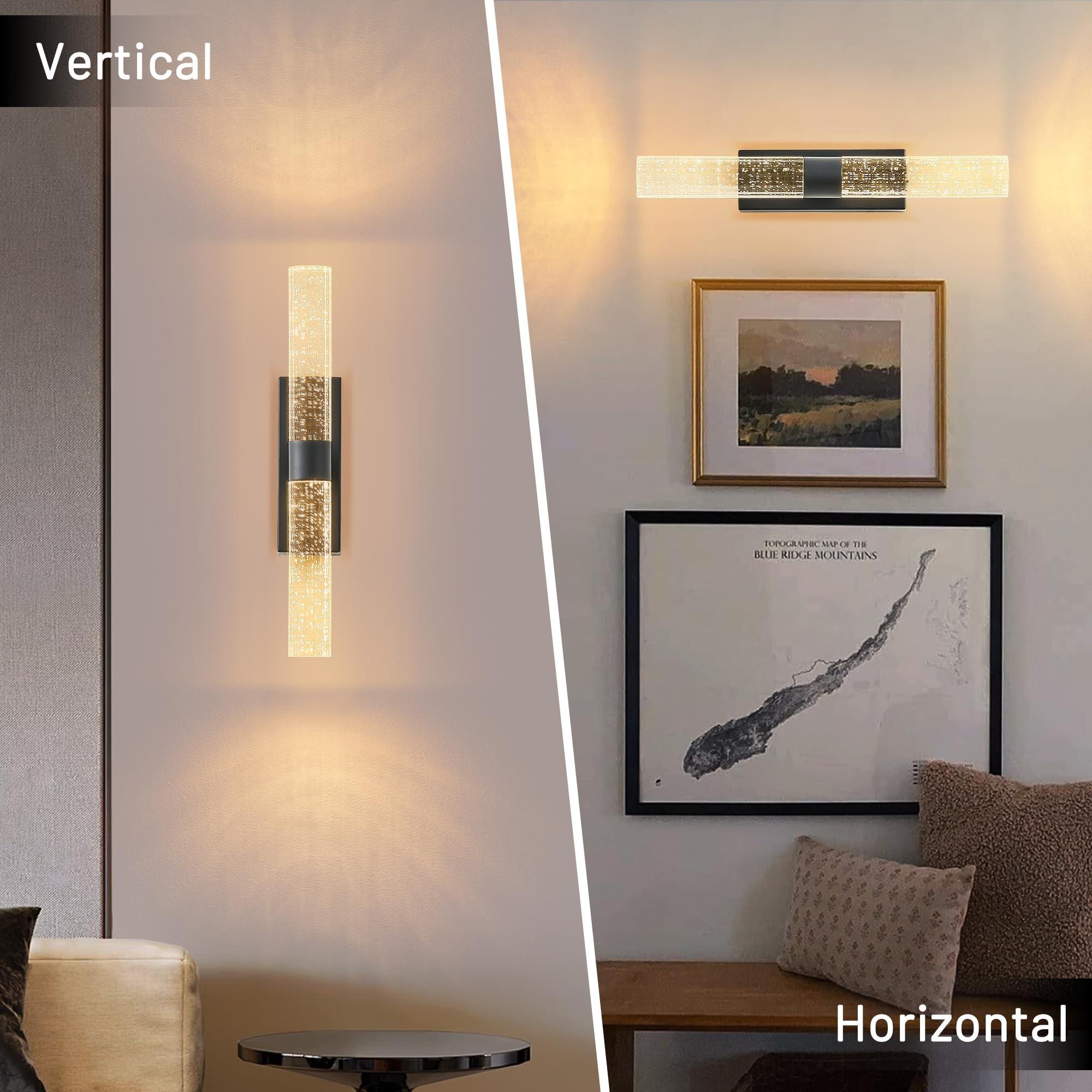 2Pcs LED Wall Lamps, Modern Crystal Decorative Wall Lights, USB-Rechargeable, Remote-Controlled Dimming, For Living Room Feature Walls, Hotel Corridors and Hallways, Luxury Home Interior Wall Lighting