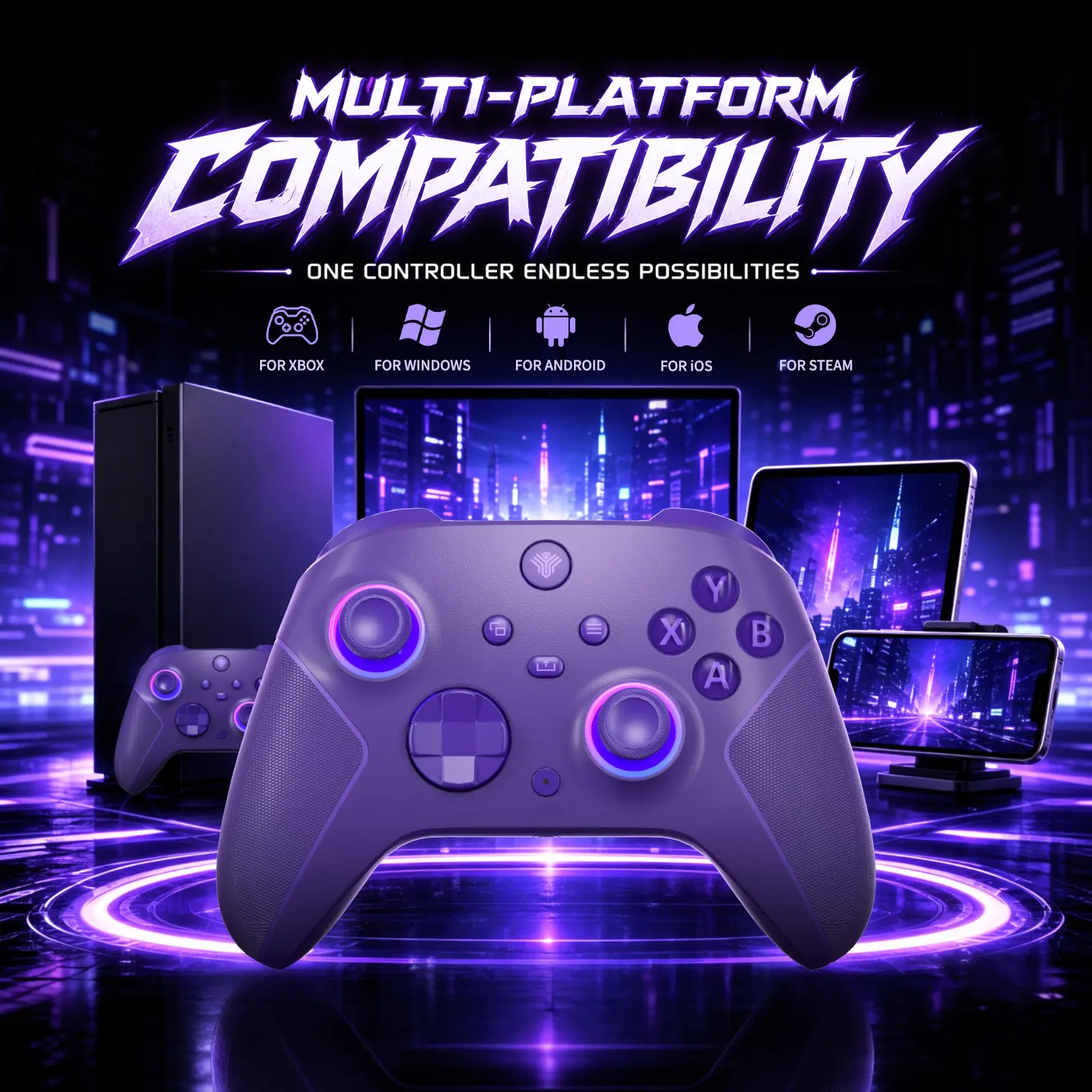 Wireless Hall Effect Controller for XboxSeries X|S & Steam PC – Hall Effect Joysticks, Turbo & Macro Programming, Dual-Stage Triggers, Dual Vibration, 7 RGB Lights, 3.5mm Audio, 1000mAh Battery, Console Gaming Accessories