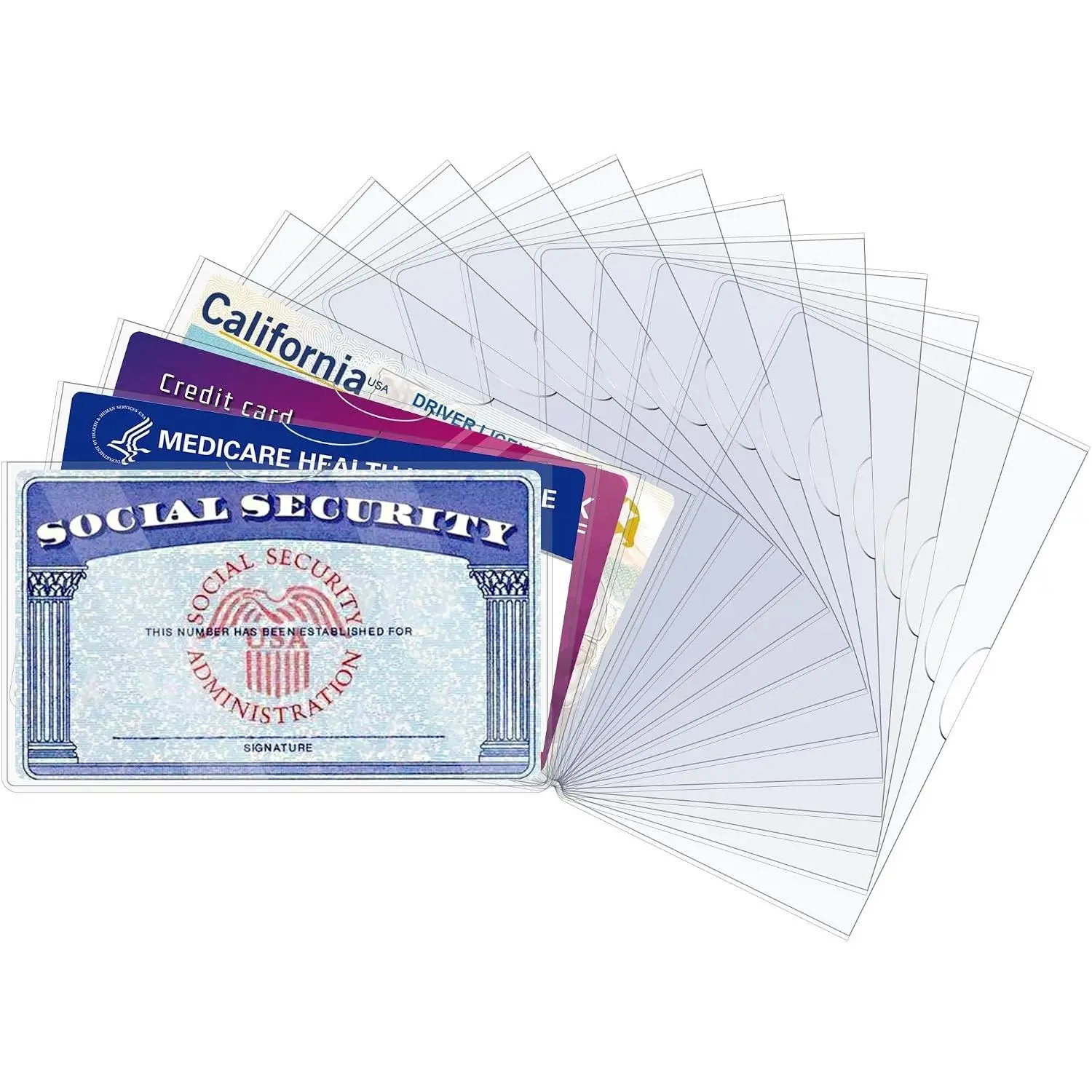 16 Pack Social Security Card Protector Sleeves, Ultra Clear & Durable 31Mil Waterproof SSN/New Medicare/Credit Card Holder, Soft ID/Debit/Credit/Business Card HolderGift