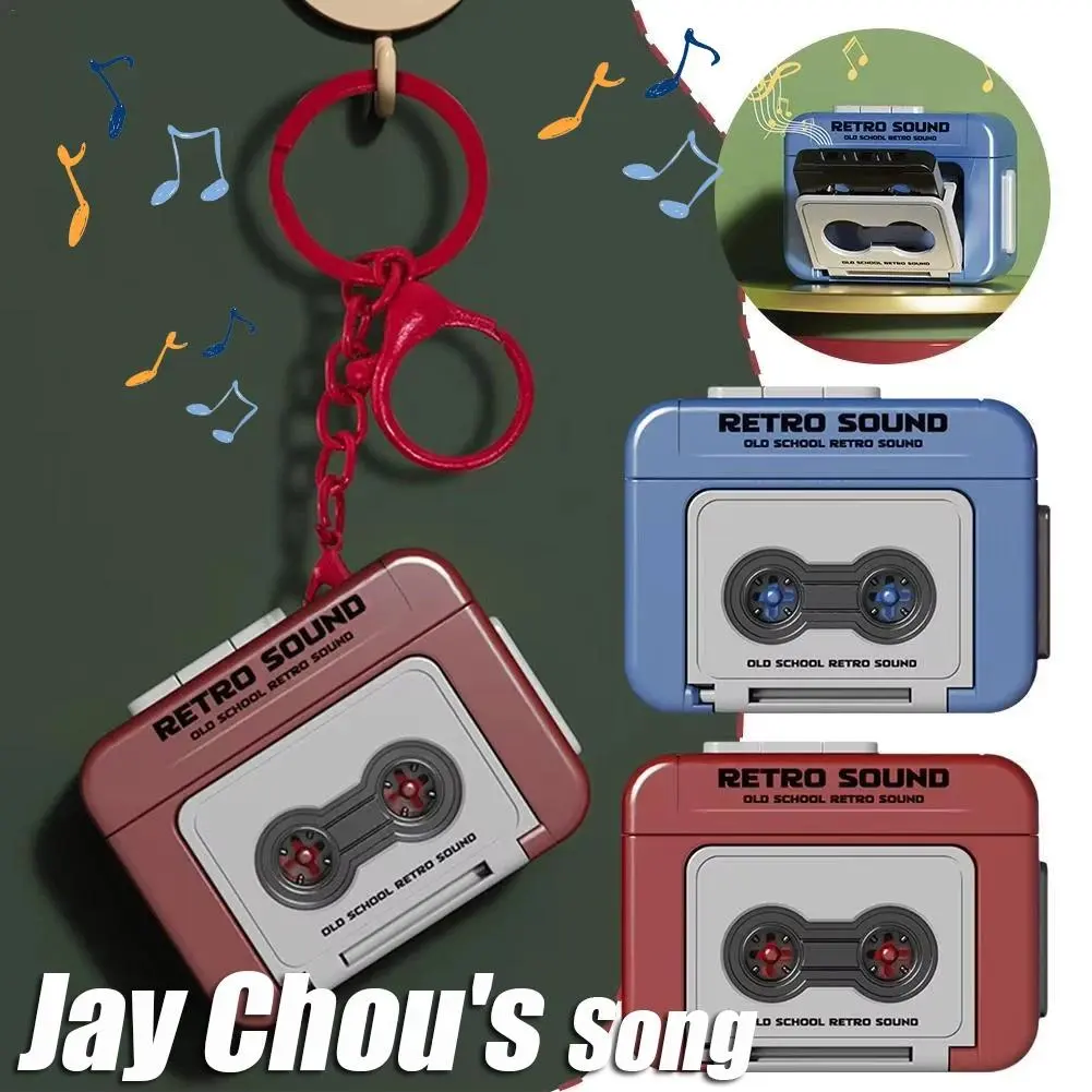 2PCs Unisex Vintage Cassette Look Keychains, Creative Plastic Body Mini Record/Playback Music Player Keyrings, Cute Souvenir Gift Ideas for Couples, Xmas Presents, Retro Vibe
