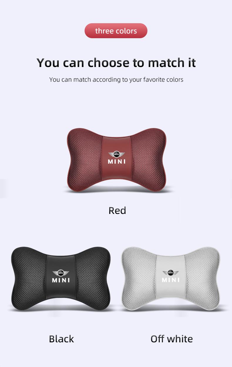 1Pcs Car Seat Headrest Ice Silk Neck Pillow Support Soft Pad For MINI One Cooper JCW Countryman Clubman Cabrio Paceman Coupe Roadster Clubvan