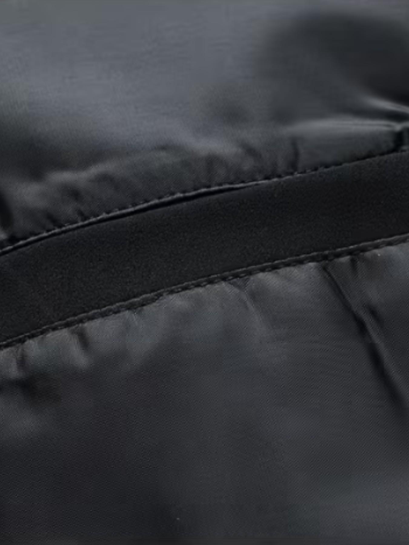 Men's Windproof Snow Jacket, Long Sleeve Fitted Outerwear, Geometric Pattern, Adjustable Strap, All Seasons