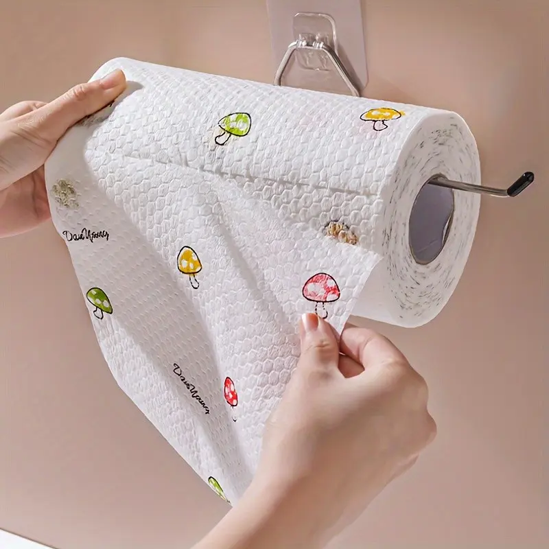 Washable Kitchen Paper Towels, Disposable Cleaning Paper Towels, Strong Absorbency, Non-Stick Oil, Roll Pack, Random Patterns, Ideal for Kitchen, Car, Living Room, Bathroom, Bedroom