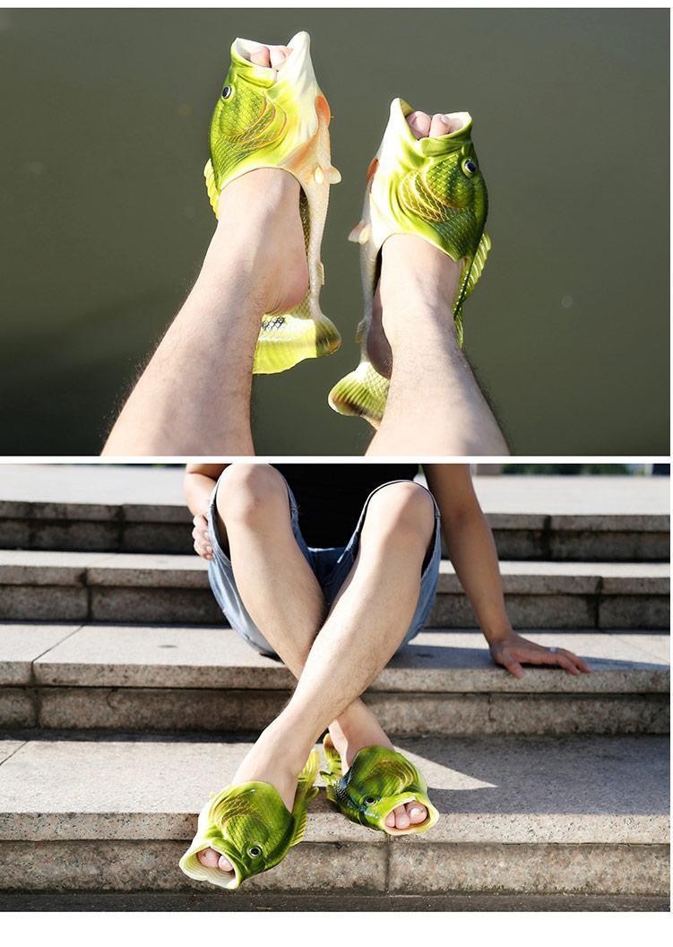 Slippers Man Funny  Footwear Family Shoes Parent-child Sandals Plus Size 24-47 Summer Beach Shoes Boys Unisex Fish Slippers 2023