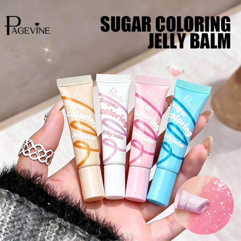 1PC Tinted Lip Jelly 4 Colors PAGEVINE Sugar‑Coloring Balm Light‑Tint Formula Long‑Lasting Hydrating Pastel Squeeze Tube For Date Natural‑Look Lip Cosmetic Gift