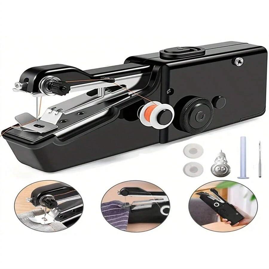 Portable Handheld Sewing Machine, Mini Sewing Tool for Fabric, Clothing, Quick Stitching, No Battery Included, Random Aa Batteries