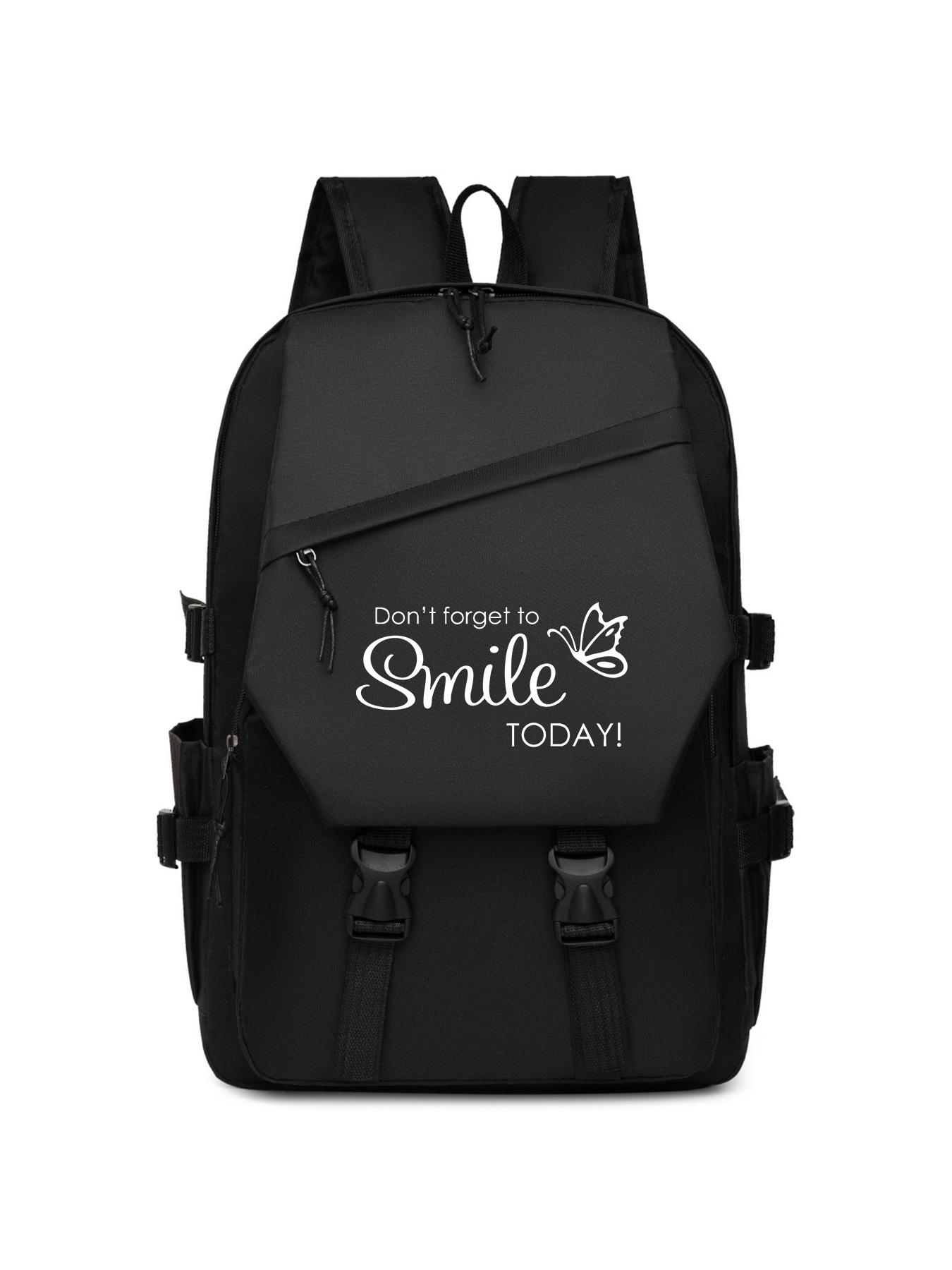 Butterfly Pattern Backpack, Large Capacity Lightweight Casual Shoulder Bag, Side Pocket, Suitable for Commuting, Library, Outdoor Activities