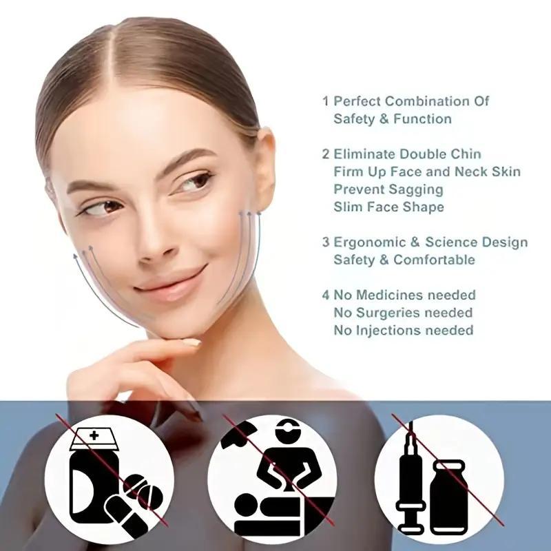 Reusable Facial Lift Bandage Set, Face Lifting Strap, V-Line Face Slimming, Face Jawline Shaper, Lymph Contour Brush Massager, Skin Tightening, Ergonomic Design, Precision Fit