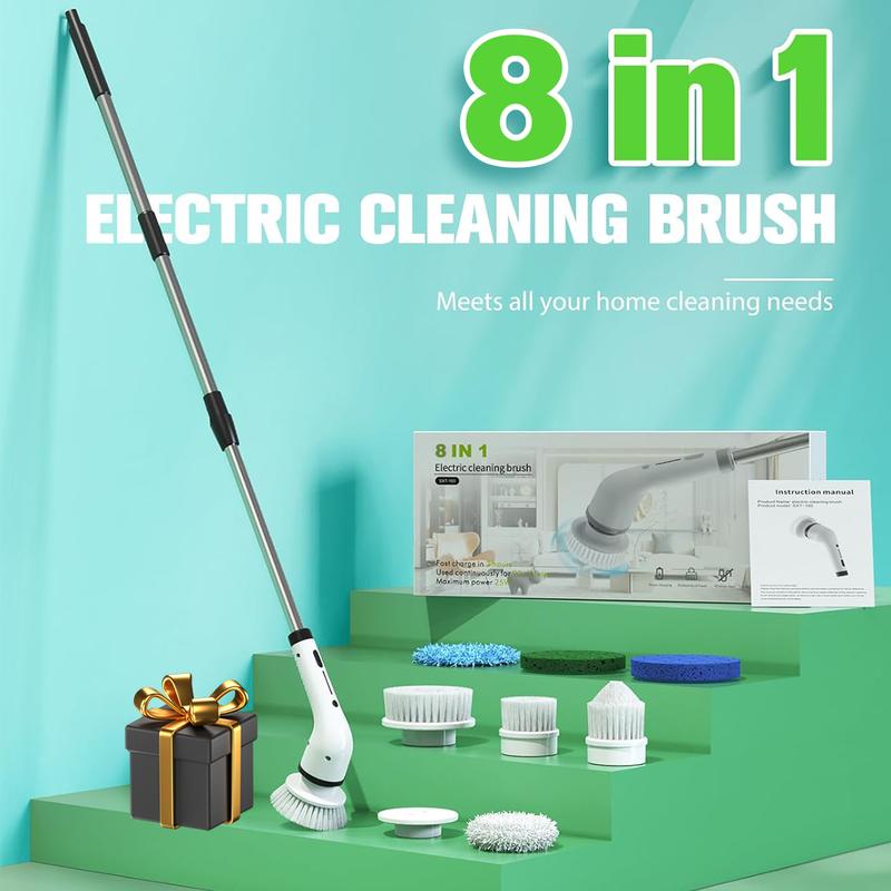 Electric Spin Scrubber, Electric Cleaning Brush with 4 Replaceable Brush Headsand, Cordless Shower Scrubber Full-Body IPX7 Waterproof, 3 Adjustable Extension Handle, 2-Speed for Bathroom, Kitchen, Toilet, Window, Pool, tiktok shop deals
