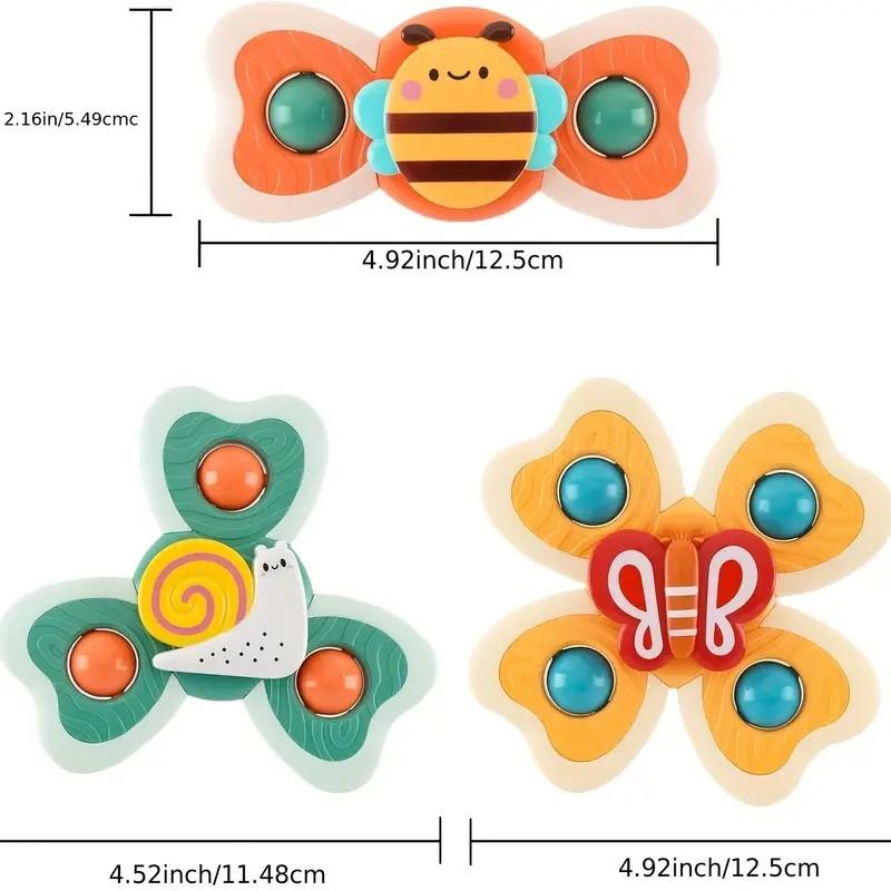 Fun Insect & Nature Theme Spinning Top Toy, Perfect Sensory Gift for Kids, Ideal for Windows, Bathtubs, Travel, Play