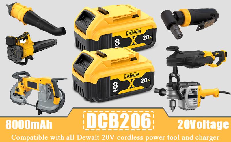 2Pack 3.5Ah / 8.0Ah Battery Replacement for Dewalt 20 Volt MAX XR Battery Compatible with Dewalt DCB200 DCB201 DCB203 DCB204 DCB206 DCB181 DCB180 DCD/DCF/DCG Power Tools replacement dewalt dewalt  20v Heavy Duty