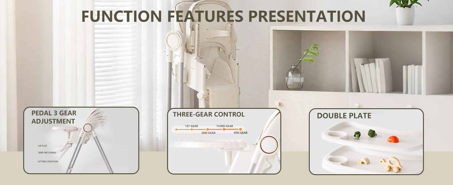 Portable Folding Seat Baby High Chair Foldable 2-in-1 Adjustable Swing Chair with 4 Locking Wheels Double Tray for Babies Toddlers Safe Comfortable Feeding Resting Needs lock Portable Folding Seat Baby High Chair Foldable 2-in-1 Adjustable Swing Chair with 4 Locking Wheels Double Tray for Babies Toddlers Safe Comfortable Feeding Resting Needs lock