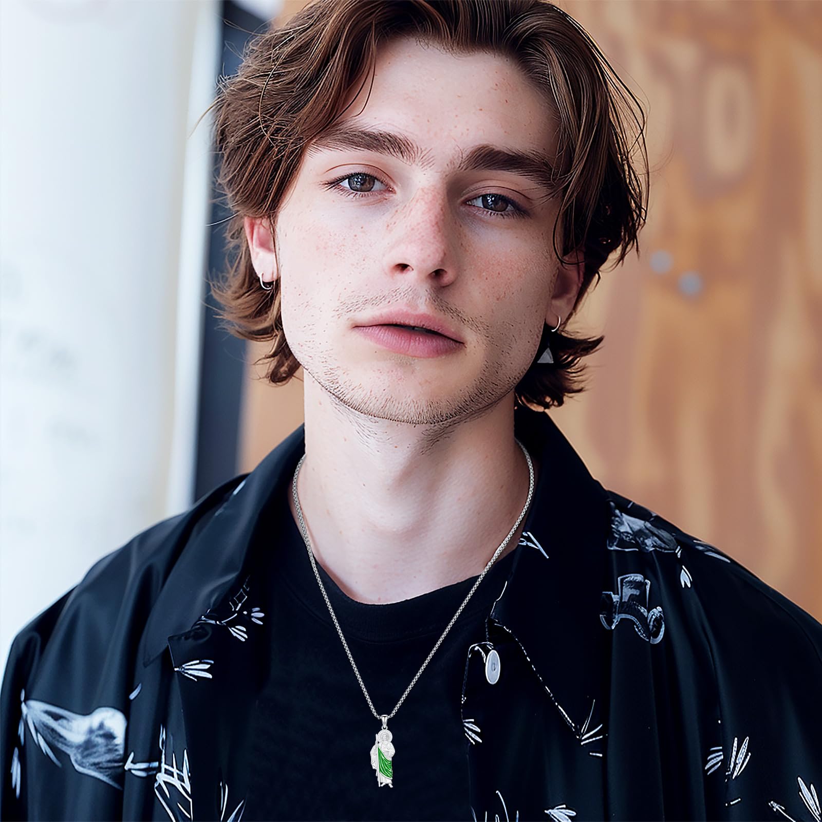 Thanches 925 Sterling Silver San Judas Necklace St. Jude Medal for Men Women Religious Hope Protection comfort Pendant Jewelry Gift