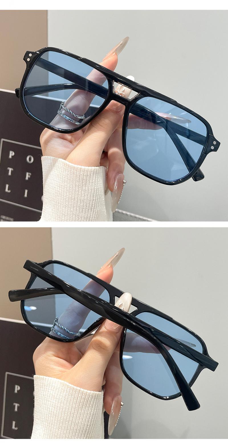 Square double-bridge fashion sunglasses for men and women, trendy street style, UV protection driving glasses, suitable for daily wear, outdoor activities, and blue light protection