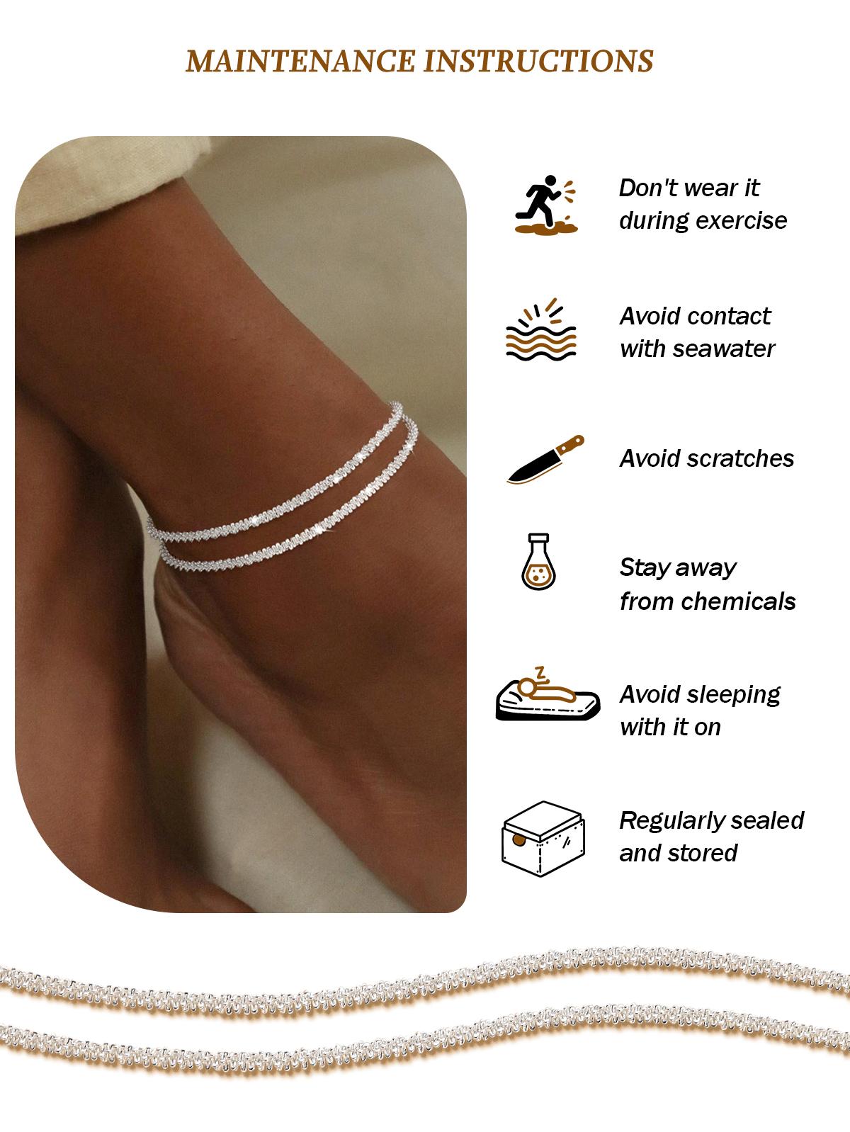 TEWIKY Dainty 14K Gold Plated Layered Waterproof Anklet For Women Adjustable Womens Anklet Set Stackable Figaro Beaded Cuban Link Anklets Daily Clothing Decor For Beach Summer Trendy High Quality Bracelet for Valentine's Day gifts