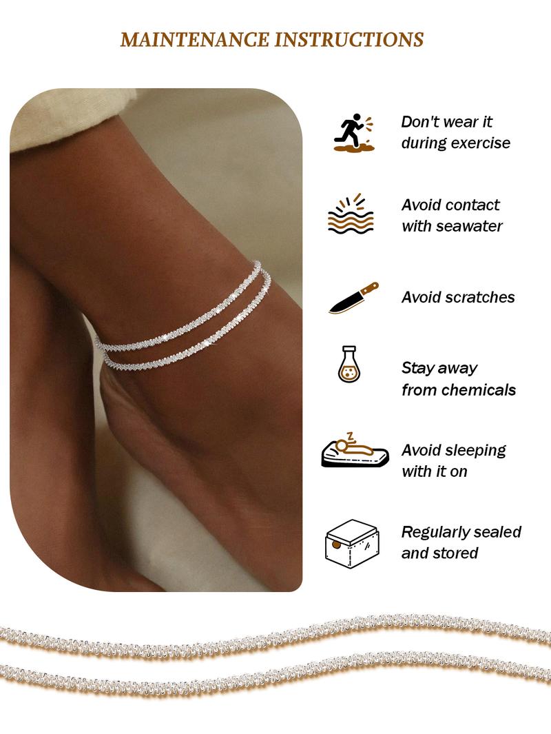TEWIKY Dainty 14K Gold Plated Layered Waterproof Anklet For Women Adjustable Womens Anklet Set Stackable Figaro Beaded Cuban Link Anklets Daily Clothing Decor For Beach Summer Trendy High Quality Bracelet for Valentine's Day gifts