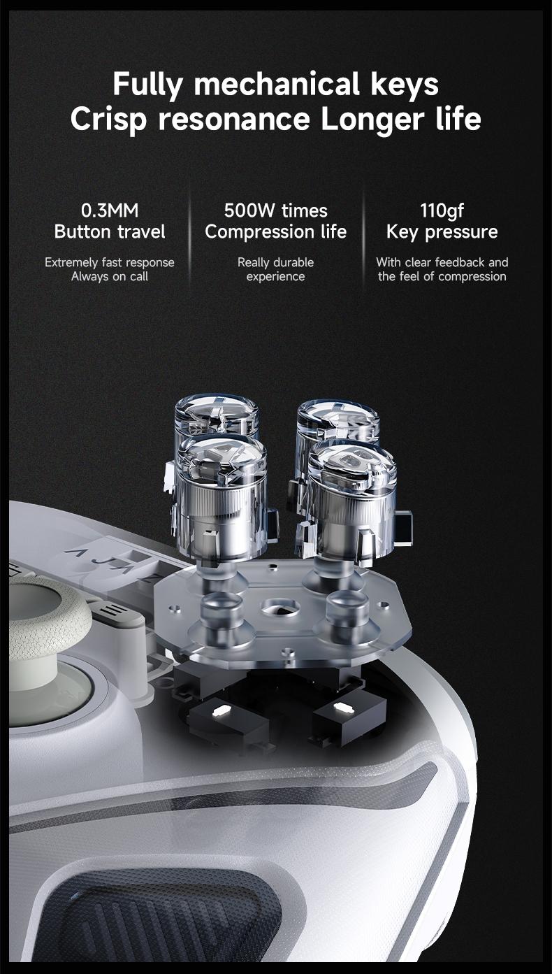 2026 GP100 Esports Controller AJAZZ Wireless Controller Gaming Controller Full Hall Linear Joystick Six Axis Sensory Hall Double Cut Trigger One Click Switching All Mechanical Buttons Delicate Vibration Macro Programming Key 1000 Hz Return Rate RGB