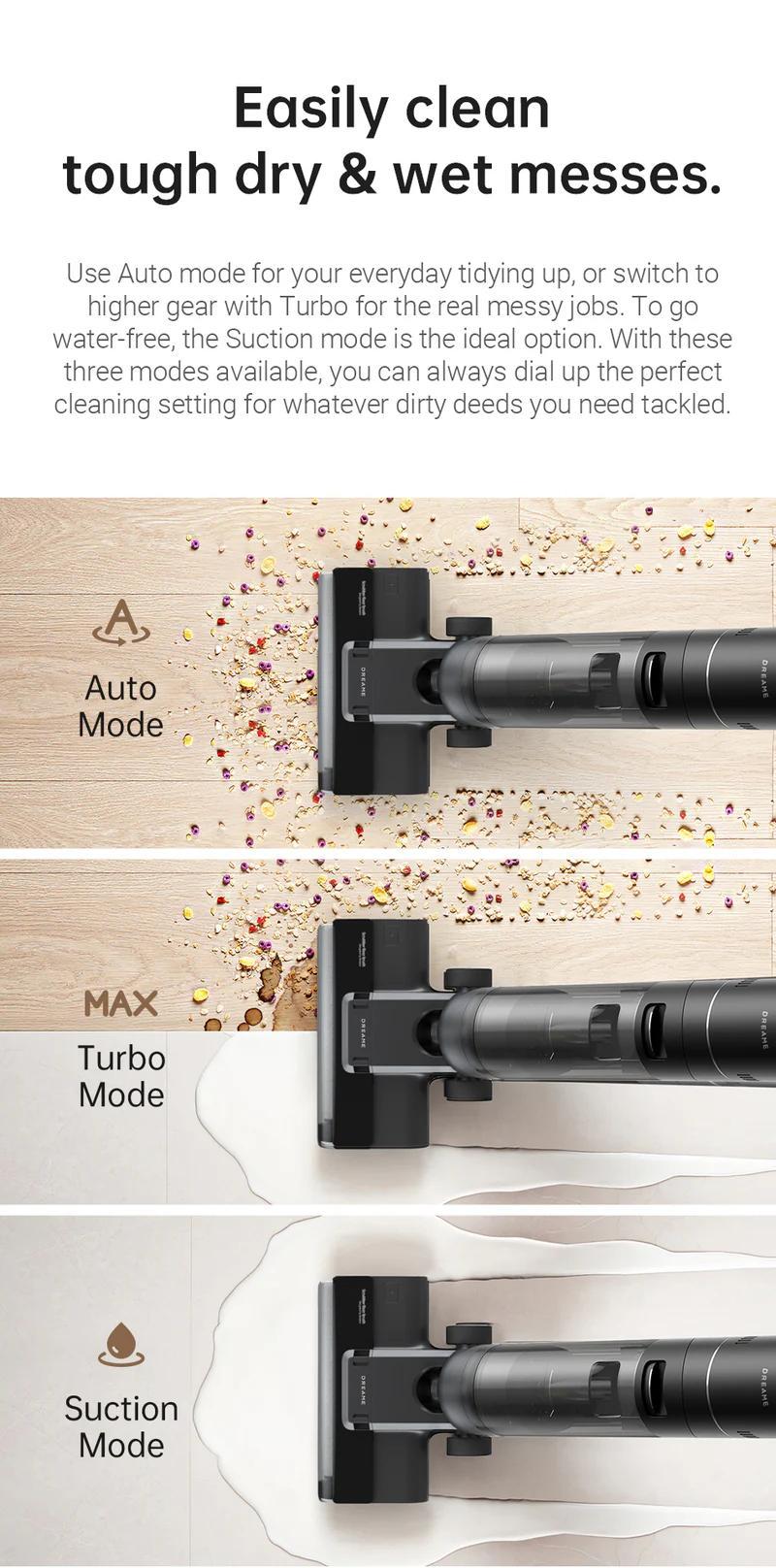 DREAME H12S Vacuum Mop, Wet Dry Vacuum Cleaner, Cordless Vacuum Mop All in One for Hard Floors, Edge Cleaning with Dirt Detection, Hot Air Drying, Smart Floor Cleaner Great for Sticky Messes on Multi-Surfaces