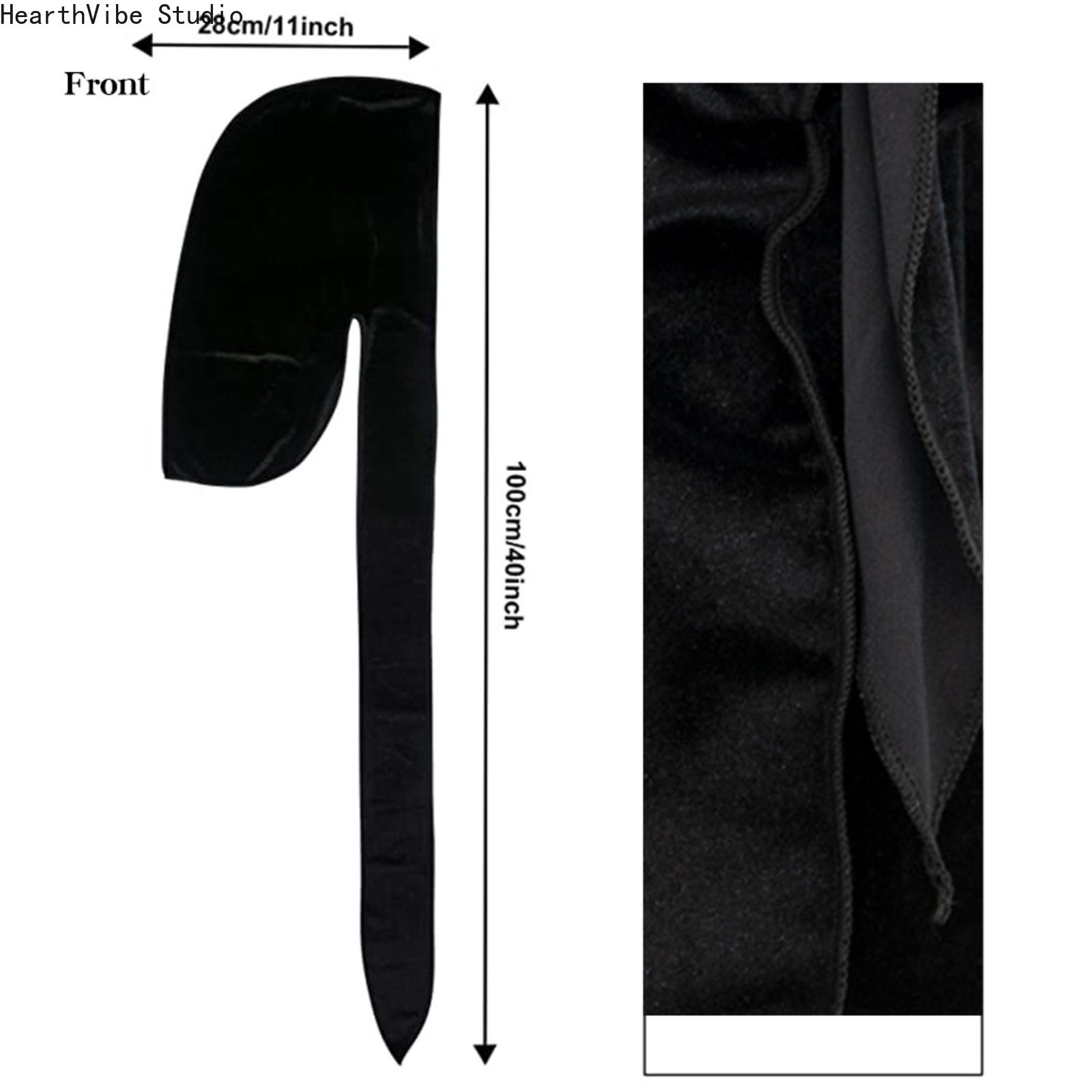 Premium Velvet Durag with Silk Satin Lining, Oversized 360 Wave Cap, 40-in Extra Long Tails, Adjustable Headwear, Hip Hop Wave Locking Unisex Streetwear Accessory for Men, Compression Headwear