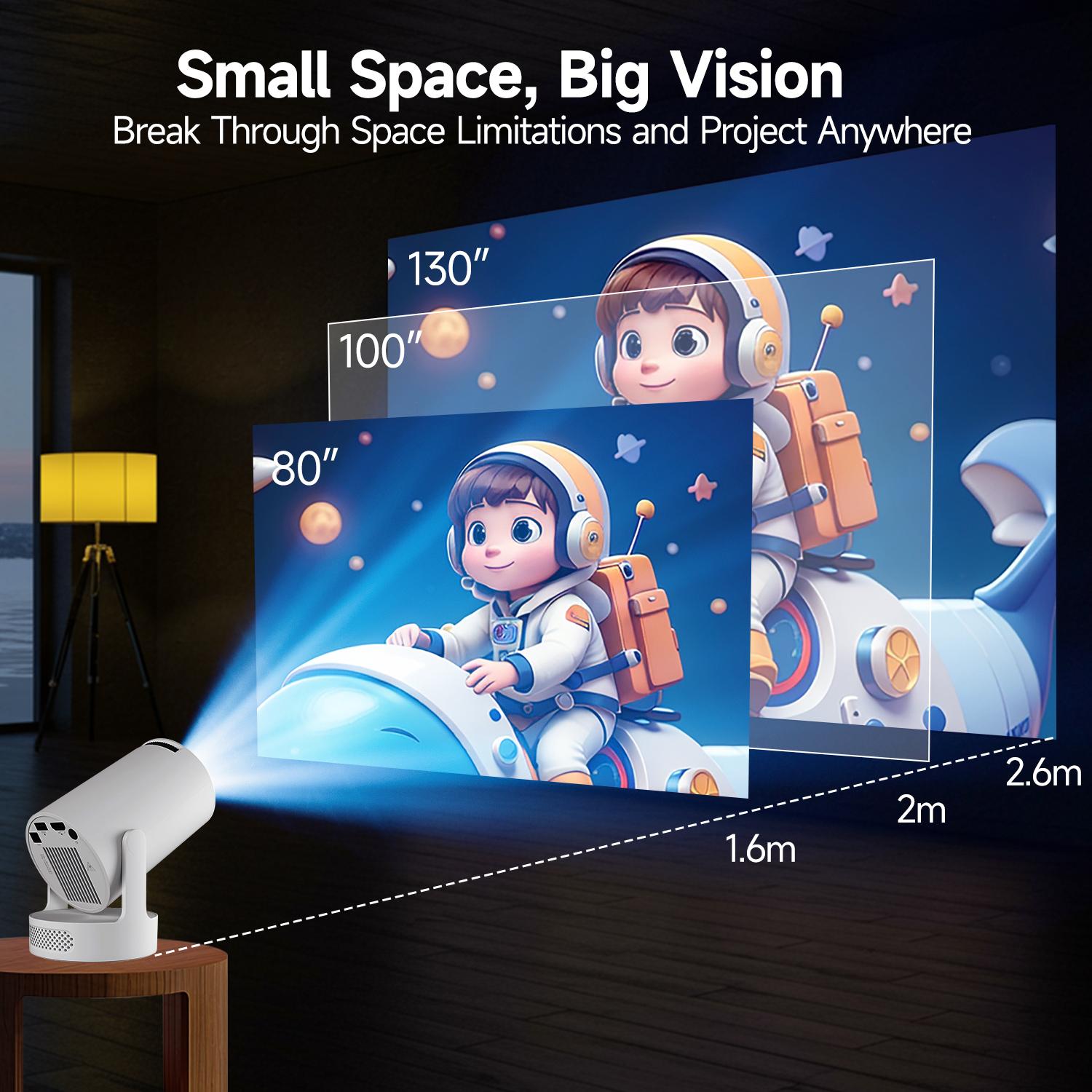 [US warehouse] Magcubic HY300Pro+ 290ANSI Android 14 Portable Projector 8K Decode Allwinner H726 0.8:1 Short Projection Throw Ratio Native 1280*720P WIFI6 BT5.4 Built-in Speaker & Appstore Home Cinema Mini Smart Projector