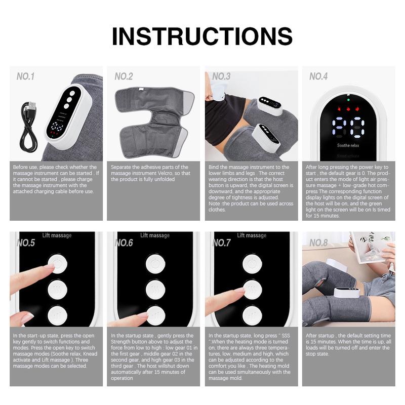 Electric Thigh Calf Leg Massager, 2 Counts/set Type-c Rechargeable 3 Speed Hot Compress Knead Leg Massager, Winter Leg Massage Device for Women & Men, Christmas Gift, Stocking Fillers, New Year Gift
