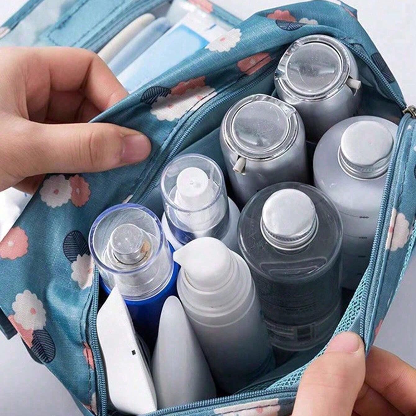 Multi-Functional Travel Makeup Bag, Large Capacity Cosmetic Bag, Double-Layer Waterproof Pouch, PU Leather Organizer, Portable Toiletry Bag