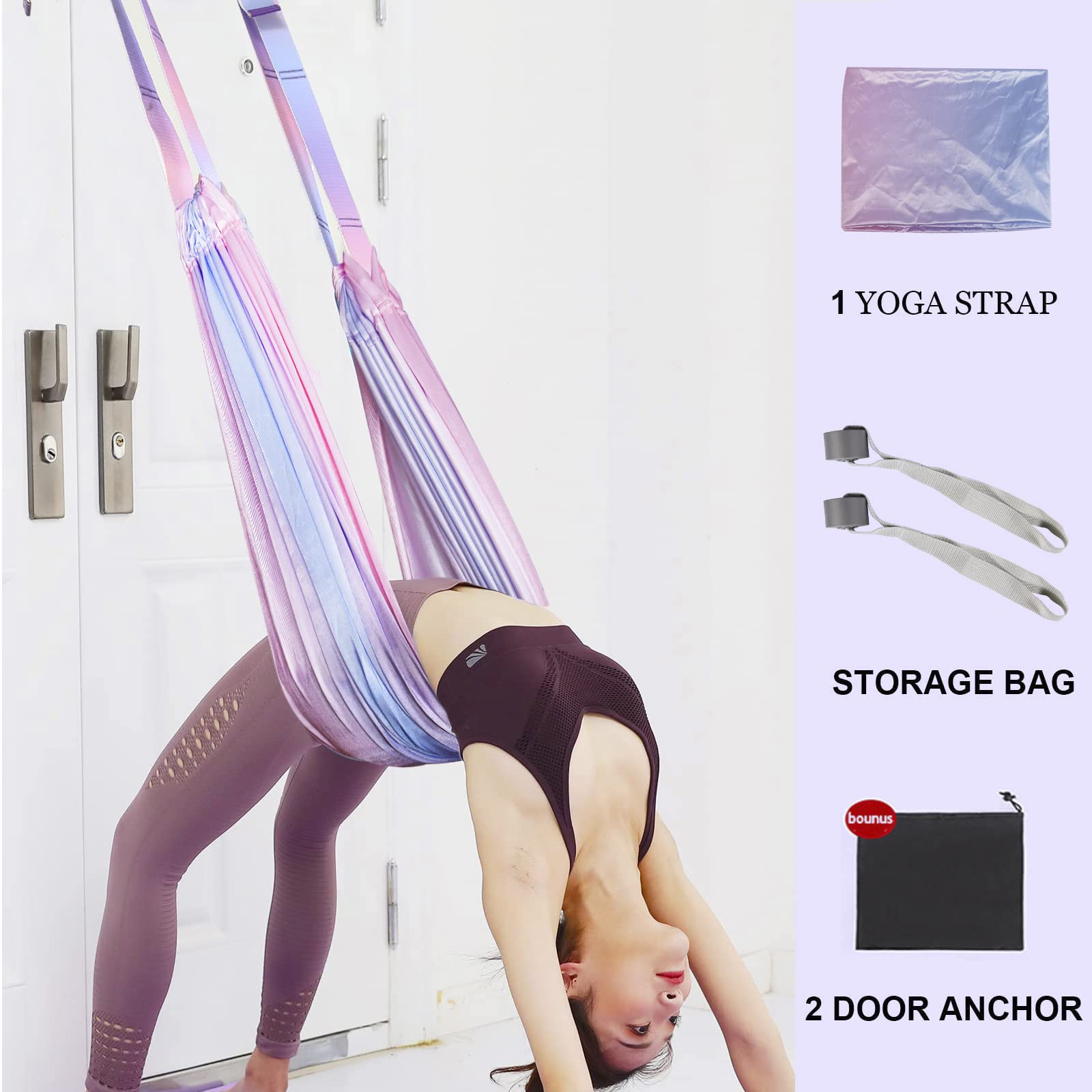 Colorful Aerial Yoga Hip Flexor Rope, One Leg Split Training Elastic Band, Inversion Split Hip Flexor Yoga Aid Rope, Stretching Equipment