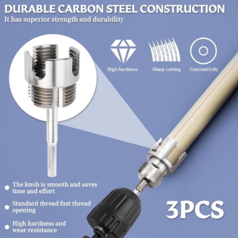 Bestgle Dual Function Pipe Thread Cutting Tool Set, Fits 1/2", 3/4", 1" PVC/polyurethane Pipes, Electric Drill Drive Tube Tap Kit