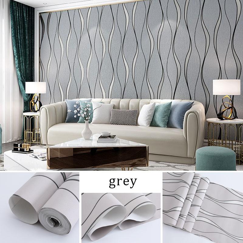 One roll of self-adhesive wavy striped PVC wallpaper, Waterproof decorative wallpaper, easy to install, simply tear and stick, waterproof, removable, easy to clean, and cut to size, suitable for bedroom, living room, TV background wall, decoration