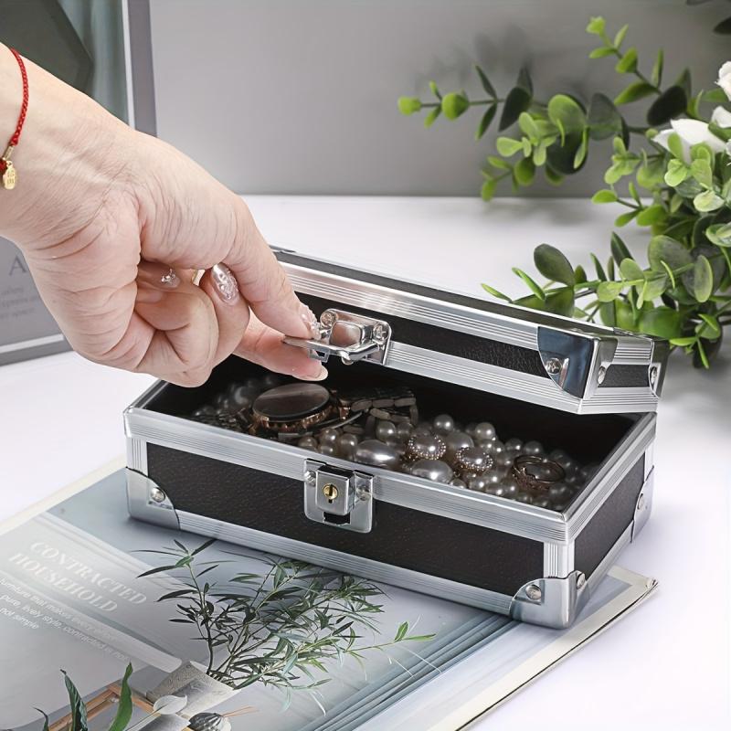 1pc Aluminum Cash Box with Lock Piggy Bank Single Row Currency Tray Acrylic Piggy Bank for Cash Collection Storage Organizer for Cashier 2. Lockable Cash Storage Box Aluminum Alloy Piggy Bank with Acry