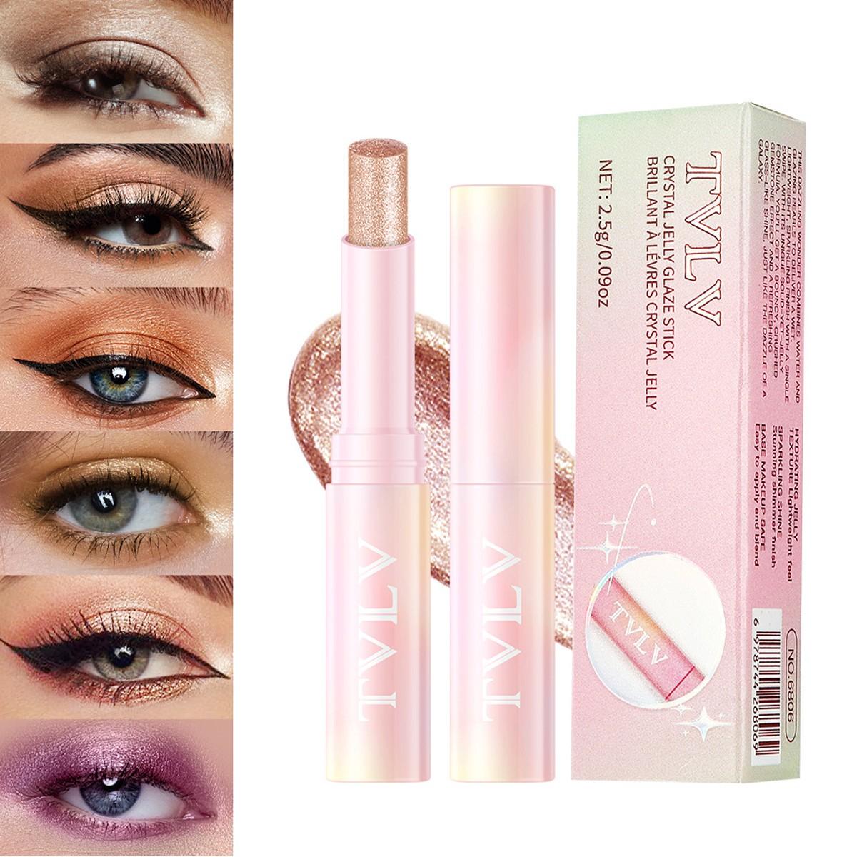 6 Color Crystal Jelly Highlighter Stick, Waterproof Long-Lasting Eyeshadow Pen, Perfect Valentine's Day Gift, Smooth Application
