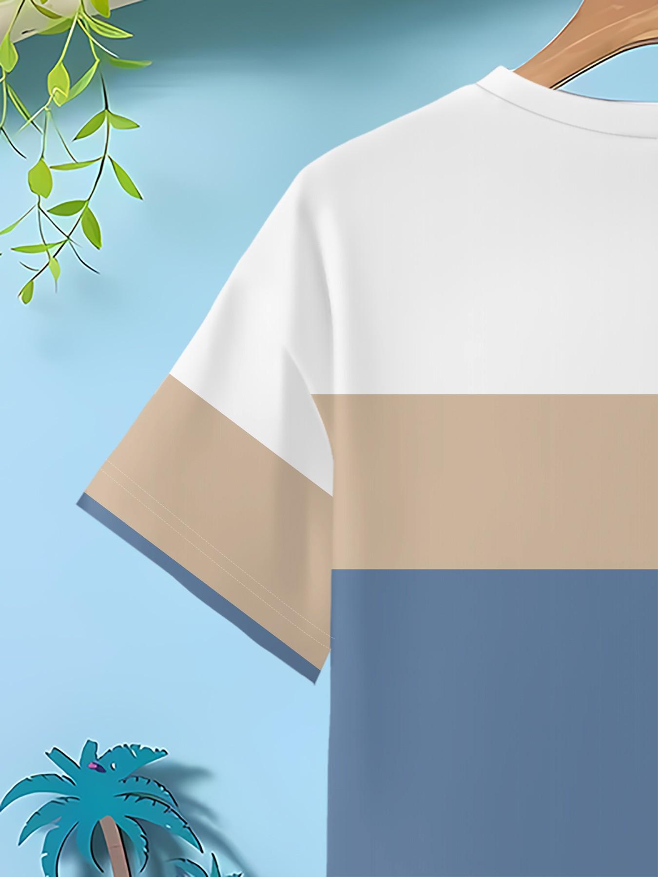 Summer Casual Set, Boy Short Sleeve T-Shirt with Shorts, Comfortable Breathable Sporty, Multi-Color Design, Essential for Daily Wear, Graphic Print Set