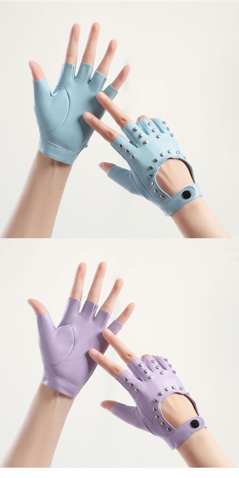 Women's Half-Finger Gloves for Motorcycle Riding Driving Steel Dance Nightclub Performance Cosplay, Stylish and Functional Accessory