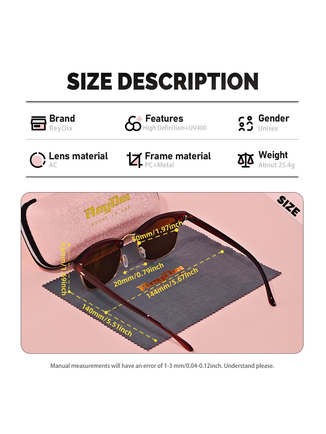1 Piece ReyDix Unisex Square-Round Full Frame Sunglasses Geometric Design Smooth Lines Sunglasses UV400